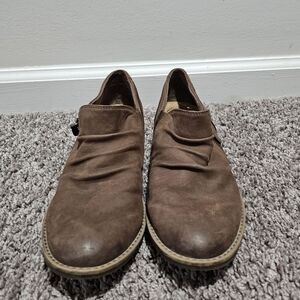 Clarks Womens Camzin Pace Nubuck Size 7.5 Tan Leather Shoes